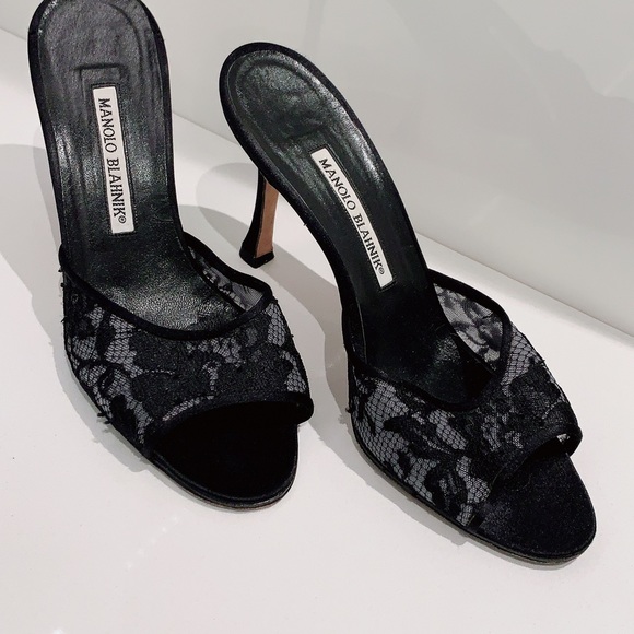Manolo Blahnik Lace Slides - Picture 2 of 2